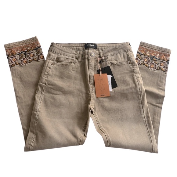 Desigual Exotic Miami Skinny Pant in Tan US Size 4 Euro Size 38 - Picture 2 of 16